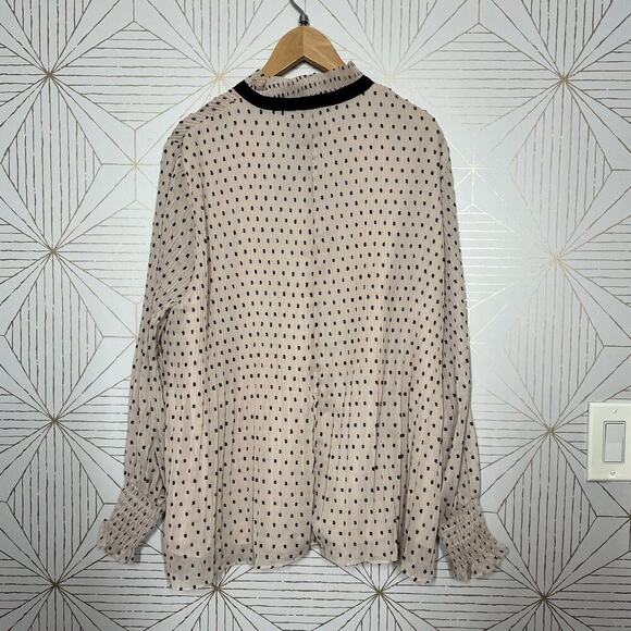 Max Studio Blush Pink Polka Dot Blouse Ribbon Necktie Size 2X (Lining Flawed) - Picture 13 of 14